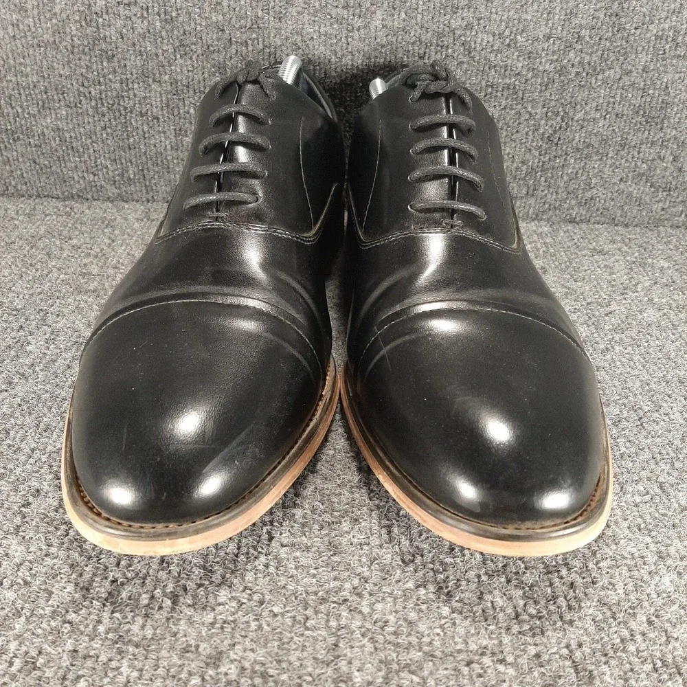 Bruno Marc Louis 2 Mens Black Leather Oxford Cap Toe Dress Shoes Size 12